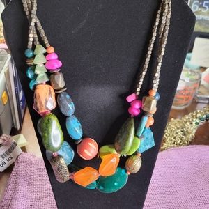 Beautiful womens multi color stone necklace.